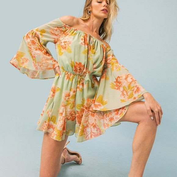 Floral Off-Shoulder Jumpsuit - Picture 1 of 6